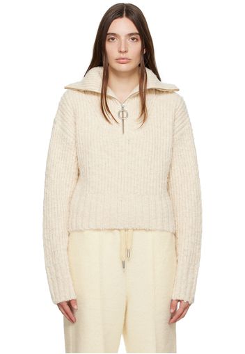 AMI Alexandre Mattiussi Beige Zip-Up Sweater