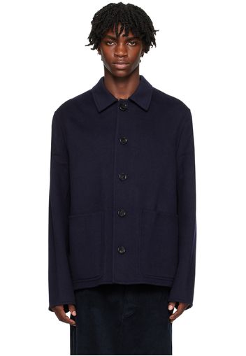 AMI Alexandre Mattiussi Navy Double-Faced Coat