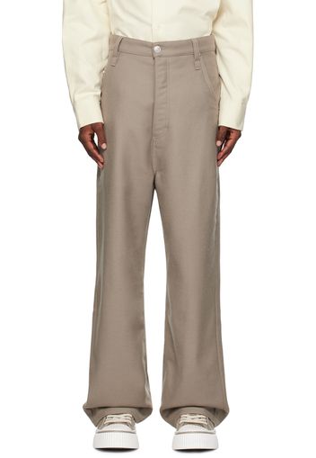 AMI Alexandre Mattiussi Taupe Baggy Fit Trousers