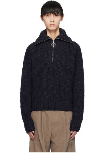 AMI Alexandre Mattiussi Navy Textured Sweater