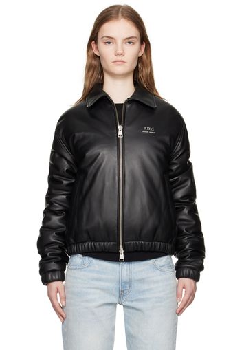 AMI Paris Black Padded Leather Jacket