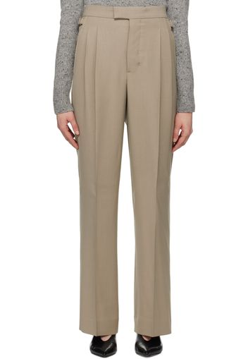 AMI Paris Taupe Pleated Trousers