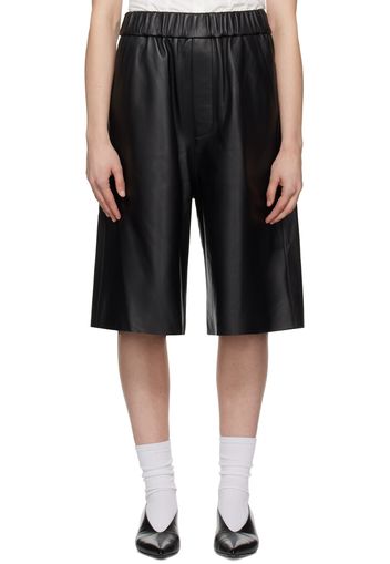 AMI Paris Black Bermuda Leather Shorts