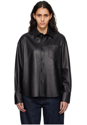 AMI Paris Black Ami de Cœur Leather Shirt