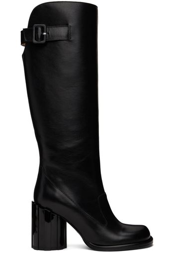 AMI Paris Black Anatomical Toe Buckled Boots