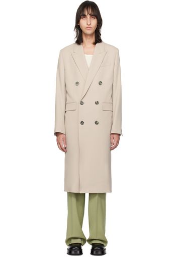 AMI Paris Taupe Double-Breasted Coat