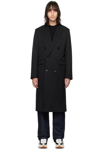 AMI Paris Black Double-Breasted Coat