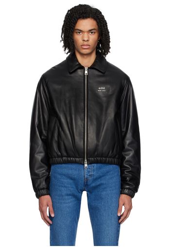 AMI Paris Black Padded Leather Jacket