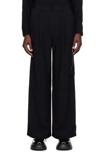 AMI Paris Black Pleated Cargo Pants