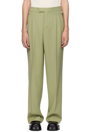 AMI Paris Green Pleated Trousers