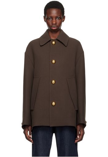 AMI Paris Brown Short Belted Coat