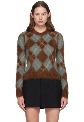 AMI Paris Blue & Brown Argyle Sweater