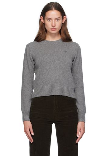 AMI Paris Gray Cashmere Ami de Cœur Sweater