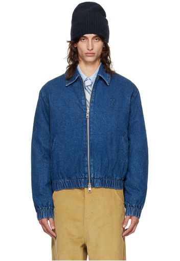 AMI Paris Blue Ami De Cœur Zipped Denim Jacket