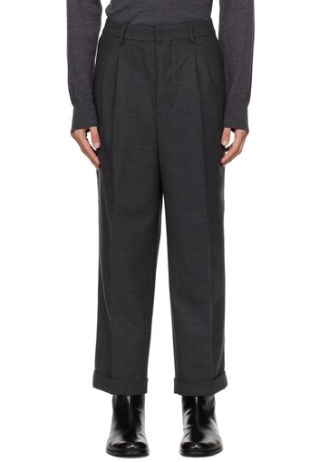 AMI Paris Gray Carrot Fit Trousers