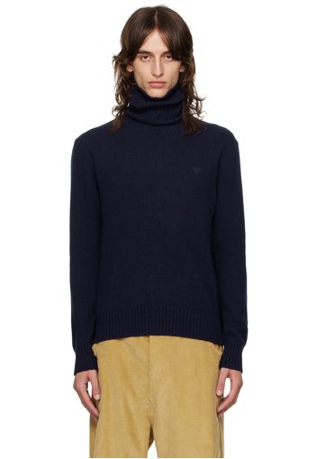 AMI Paris Navy Cashmere Ami De Cœur Turtleneck