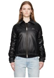 AMI Paris Black Padded Leather Jacket