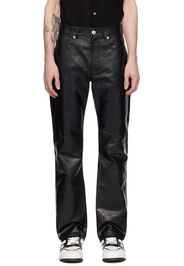 AMI Paris Black Straight Fit Leather Pants