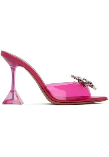 Amina Muaddi Pink Rosie Glass Slipper Heeled Sandals