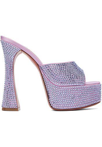 Amina Muaddi Purple Dalida Crystal Heeled Sandals