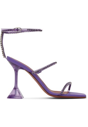 Amina Muaddi Purple Gilda Glass Heeled Sandals