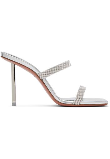 Amina Muaddi Silver Rih Slipper Heeled Sandals