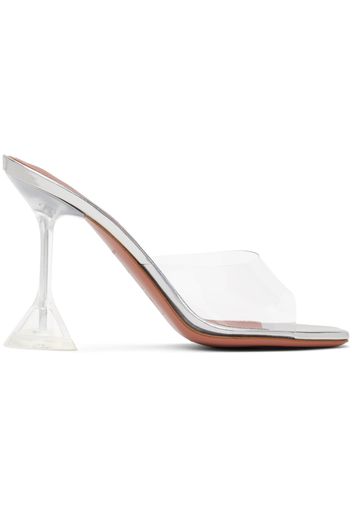 Amina Muaddi Transparent Lupita Glass Slipper Heeled Sandals