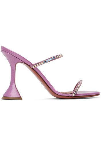 Amina Muaddi Pink Gilda Slipper Heeled Sandals