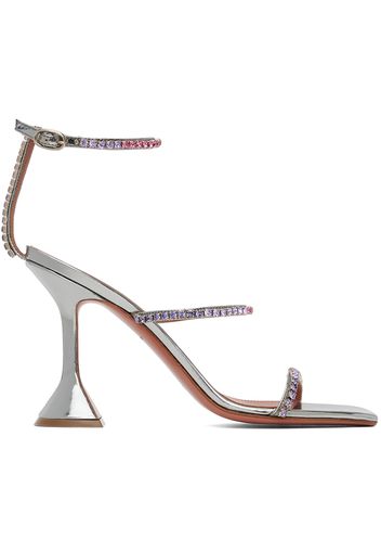 Amina Muaddi Silver Gilda Heeled Sandals