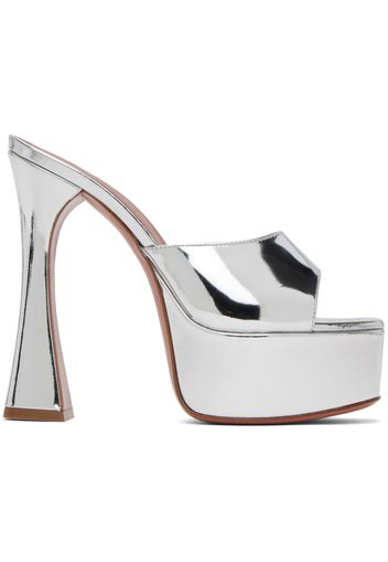 Amina Muaddi Silver Dalida Heeled Sandals