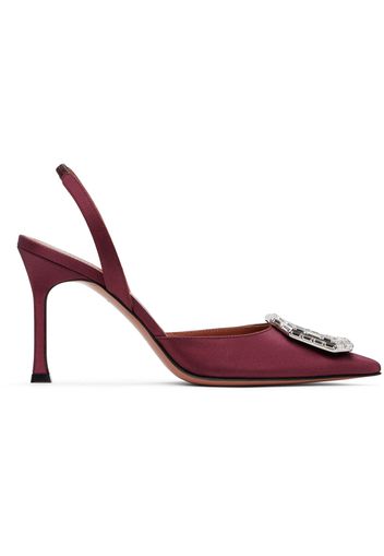 Amina Muaddi Burgundy Camelia Sling 90 Heels