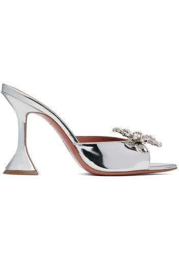 Amina Muaddi Silver Rosie Slipper Heeled Sandals