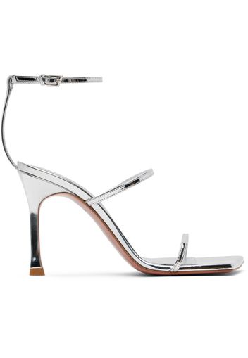 Amina Muaddi Silver Maya Heeled Sandals