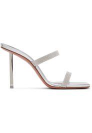 Amina Muaddi Silver Rih Slipper Heeled Sandals