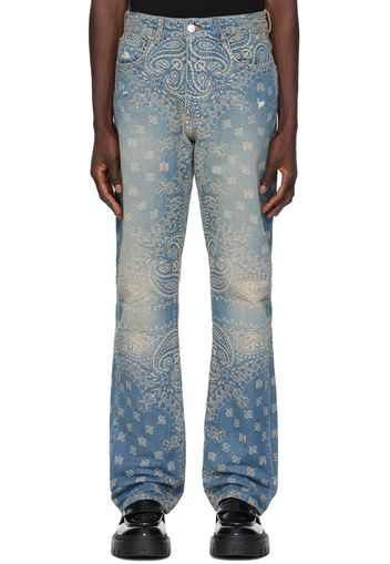 AMIRI Blue Bandana Jacquard Straight Jeans