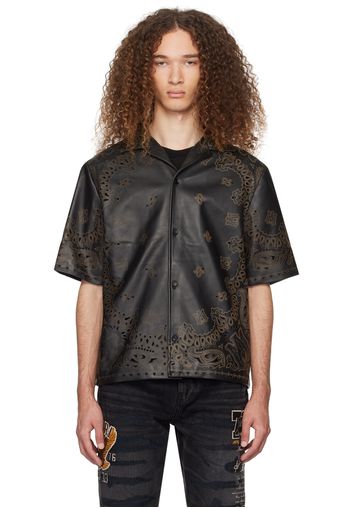 AMIRI Black Bandana Leather Shirt