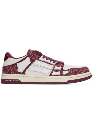 AMIRI White & Burgundy Bandana Denim Skel Top Low Sneakers