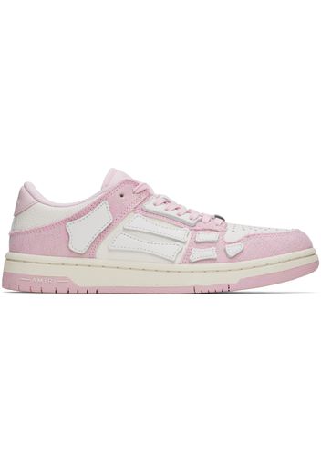 AMIRI Pink & White Bandana Denim Skel Top Low Sneakers