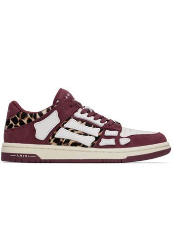 AMIRI Burgundy & Beige Leopard Skel-Top Low Sneakers