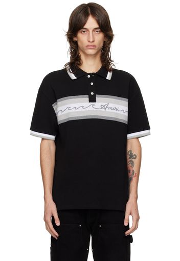 AMIRI Black Wave Baja Stripe Polo