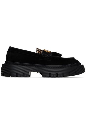 AMIRI Black MA Tassle Leopard Jumbo Loafers