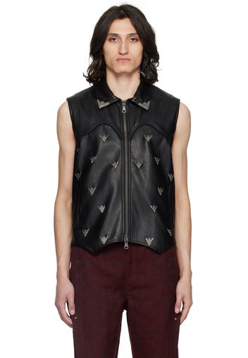 Andersson Bell Black Appliqué Faux-Leather Vest