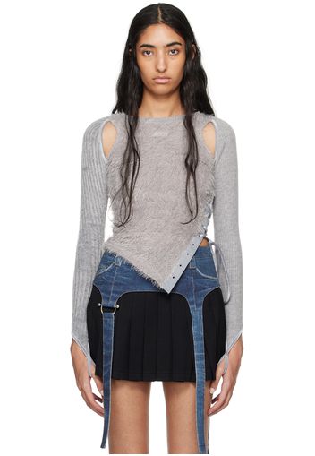 Andersson Bell Gray Hairy Cutout Sweater