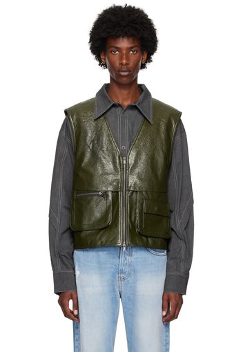 Andersson Bell Green Tonny Zip-Up Faux-Leather Vest