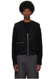 Andersson Bell Black Wool Zip-Up Vest