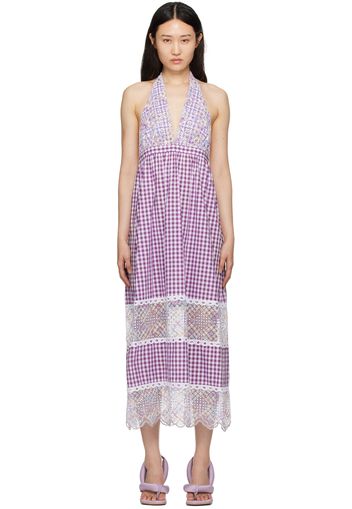 Anna Sui Purple & White Gingham Maxi Dress