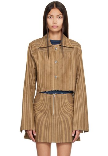 Anne Isabella Brown Striped Denim Jacket