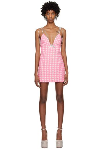 AREA Pink Deco Bow Mini Dress