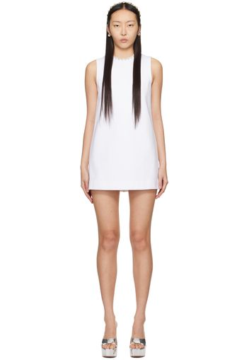 AREA White Crystal Heart Back Minidress