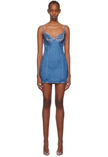 AREA Blue Crystal Denim Minidress